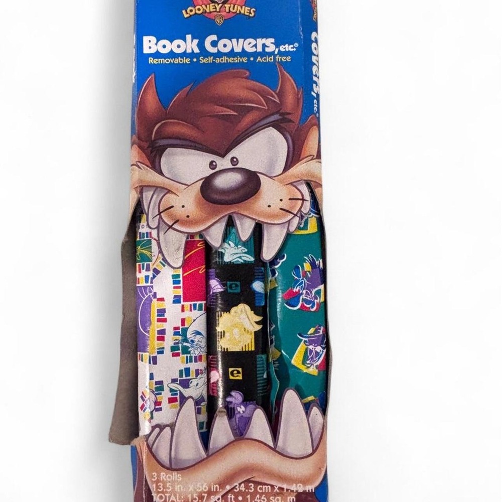 Vintage Looney Tunes Tasmanian Devil Book Covers 3 Partial Rolls 1999 y2k Retro